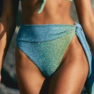 Beach Riot Claire Bikini Bottom Pink Purple Ombre Glitter Size XS